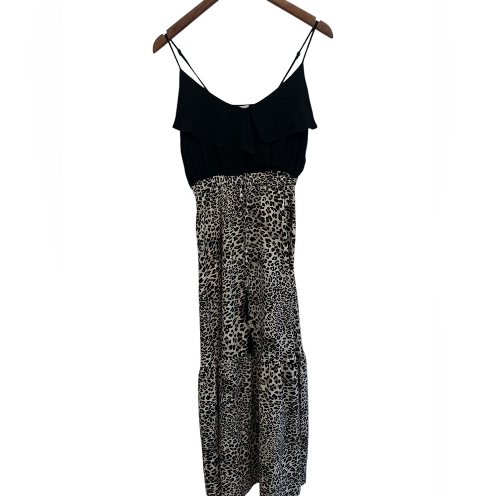 Pink Lily Medium Black and Cheetah Maxi Dress